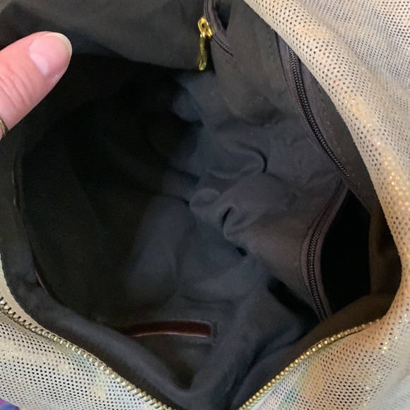 Tiffany and Fred Leopard Print Glittery Gold Purse with Double Straps - Picture 7 of 8